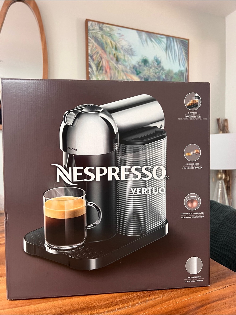 Nespresso Vertuo Coffee & Espresso Machine - chrome Brand NEW in box -
